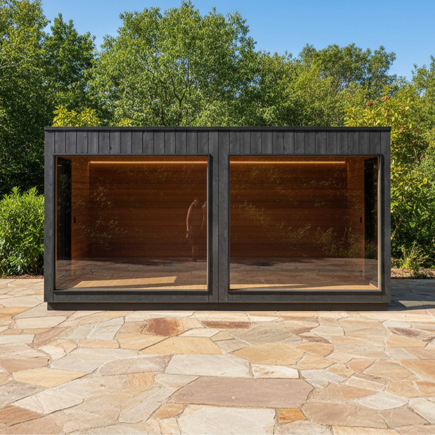 ThermaSol Nordic Misty XL Lounge 2-Entrance Outdoor Sauna Cabin [Made-To-Order] (SAK72368)