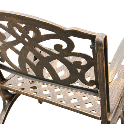 Outdoor Aluminum 7pc Round Patio Dining Set, Lazy Susan, Six Chairs